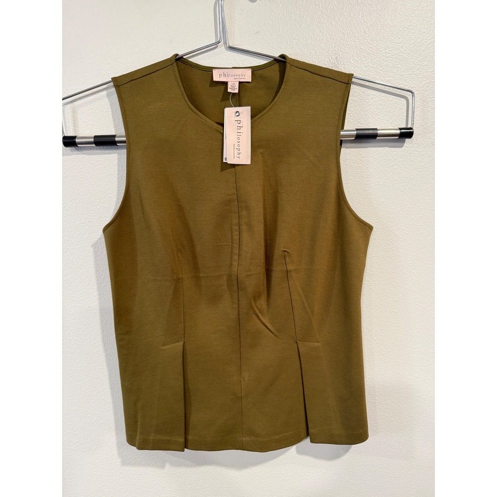 Philosophy Republic Clothing Deep Olive Sleeveless Top‎ Large NWT